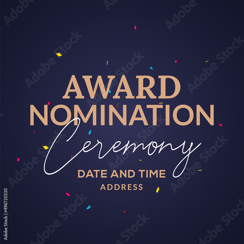 Award nomination background golden film movie vector logo ceremony poster