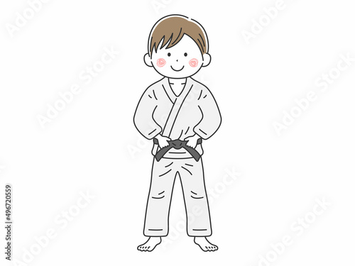 柔道着を着た、男性のイラスト