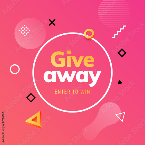 Giveaway raffle day poster design. Give away contest prize flyer announcement concept