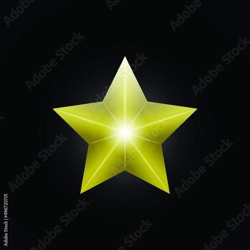 A five point star vector in yellow color