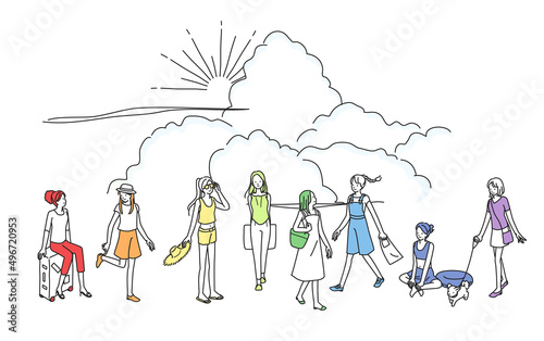 夏の女性いろいろ