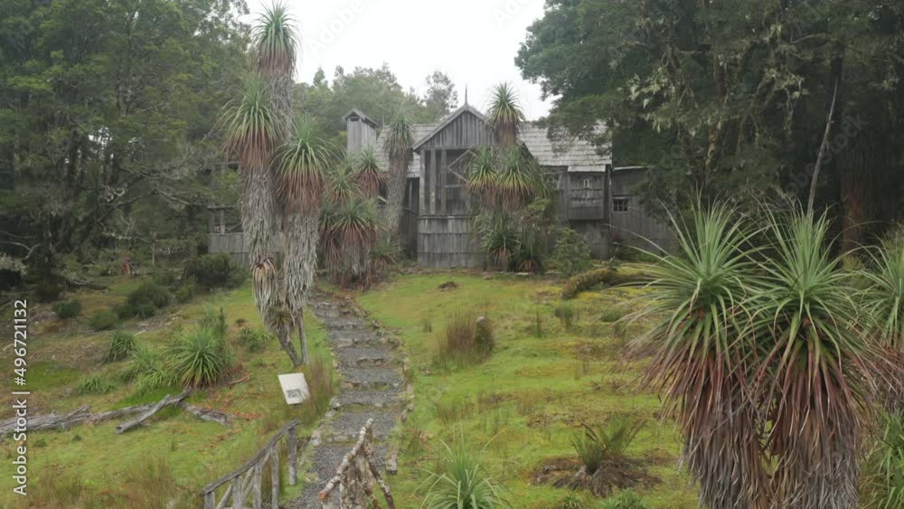 zoom in on a reconstruction of the historic waldheim chalet at cradle