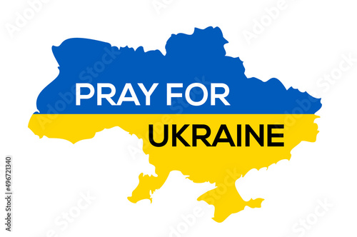 Pray for Ukraine vector map flag. Ukraine peace freedom flag design background