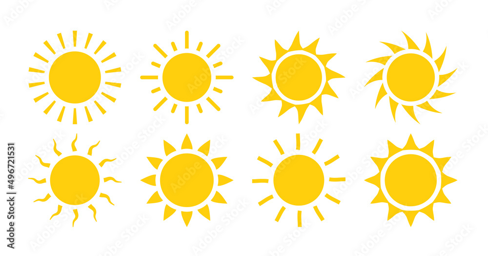 Sun vector icon summer symbol graphic design. Sun icon isolated Sun vector icon summer symbol graphic design. Sun icon isolated