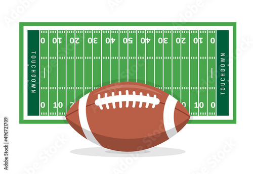 American football field background. Rugby stadium grass field illustration