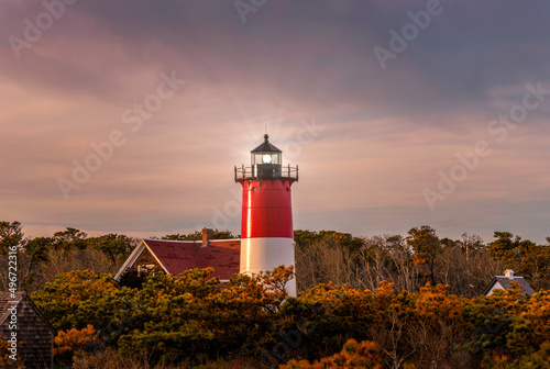 Sunset Nauset lighthouse in Cape Cod