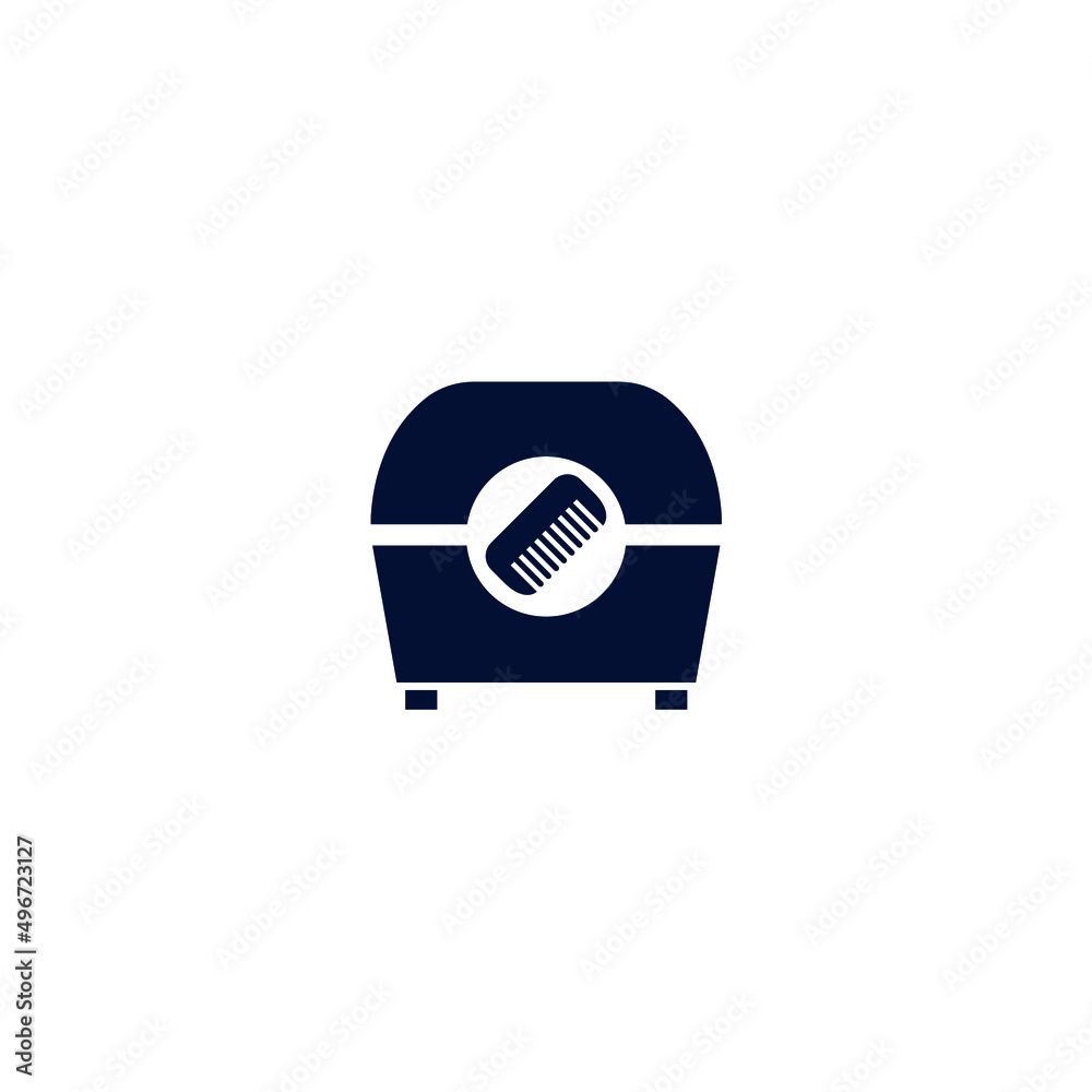 The logo design is combination treasure box and comb The logo design is combination treasure box and comb