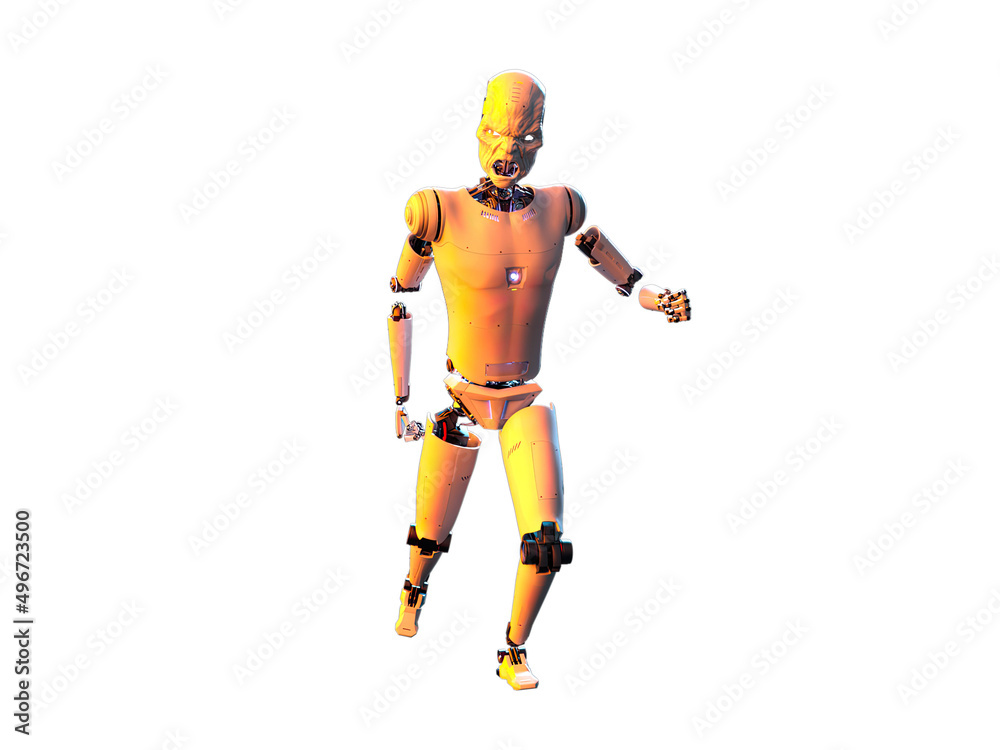 humanoid white android android. Futuristic robot with humanoid figure 3D illustration