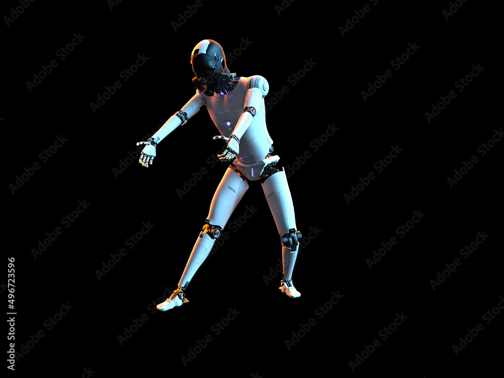 humanoid white android android. Futuristic robot with humanoid figure 3D illustration humanoid white android android. Futuristic robot with humanoid figure 3D illustration