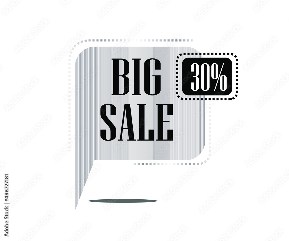 Obraz premium 30% off .Design of square silver banner for big sales. vector illustration