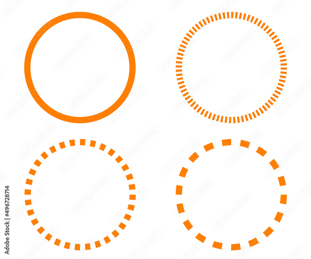 set of circles with different strokes, orange vector illustration set of circles with different strokes, orange vector illustration