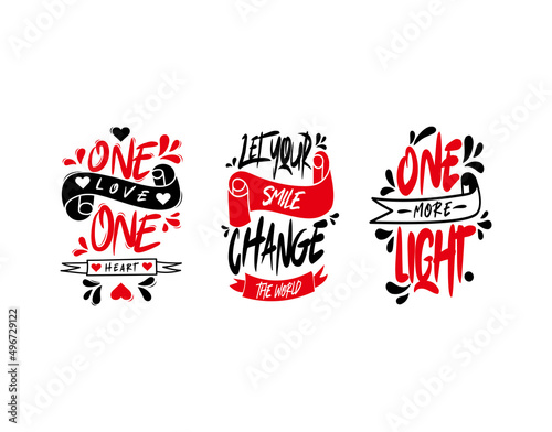 Set lettering text on white background in vector illustration