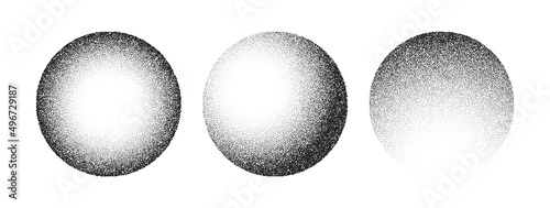 Fotografia Circle noise texture dotwork grain 3D sphere planet dot vector halftone backgrou