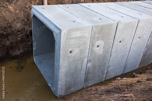 Large size square concrete manholes are installed at construction site