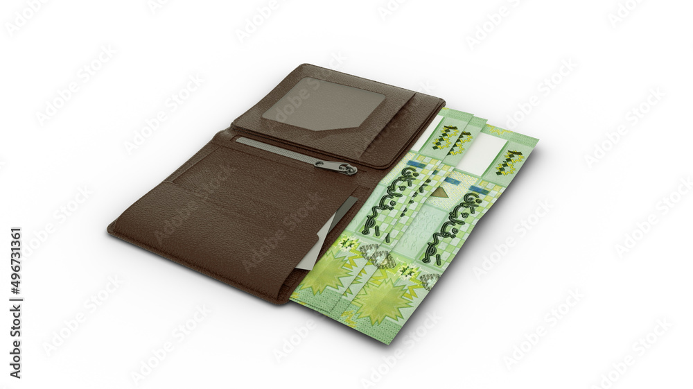 3D rendering of Lebanese pound notes in wallet 3D rendering of Lebanese pound notes in wallet