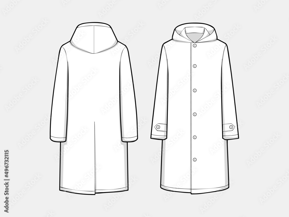 VECTOR LINE ART OUTLINE HOODED JACKET SHORT TRENCH COAT COLLECTION FOR SIZE CHARTS OR SIZE GUIDE VECTOR LINE ART OUTLINE HOODED JACKET SHORT TRENCH COAT COLLECTION FOR SIZE CHARTS OR SIZE GUIDE