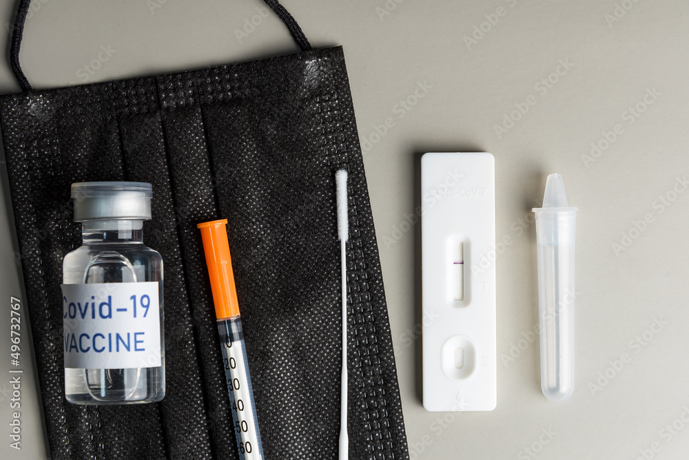 Rapid Antigen Test kit with Negative result during swab COVID-19 testing. Coronavirus Self nasal or Home test, Lockdown and Home Isolation concept Rapid Antigen Test kit with Negative result during swab COVID-19 testing. Coronavirus Self nasal or Home test, Lockdown and Home Isolation concept