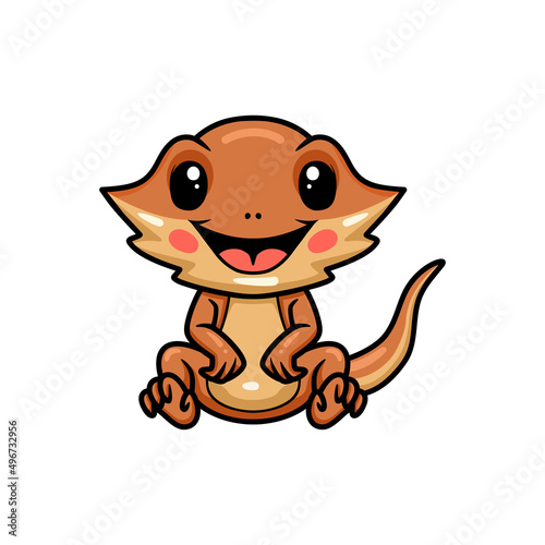 Cute little bearded dragon cartoon sitting