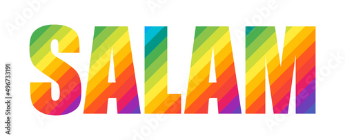 Salam Rainbow Colorful Vector Text Word. Salam - Persian Word Meaning Hello!