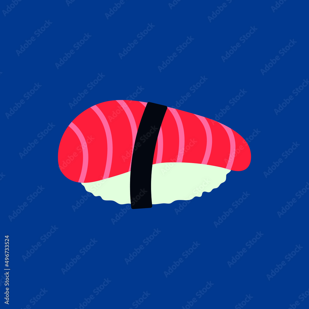 Saba nigiri vector illustration. Mackerel nigiri vector illustration on