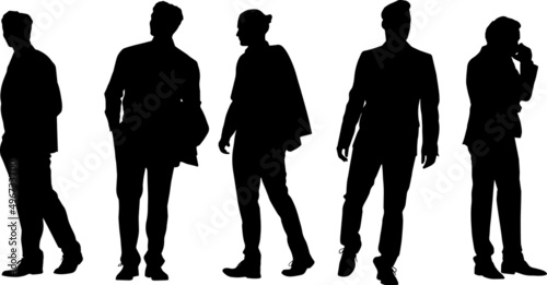 Set of silhouettes of men, a group of standing.Vector illustration