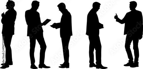 Set of silhouettes of men, a group of standing.Vector illustration