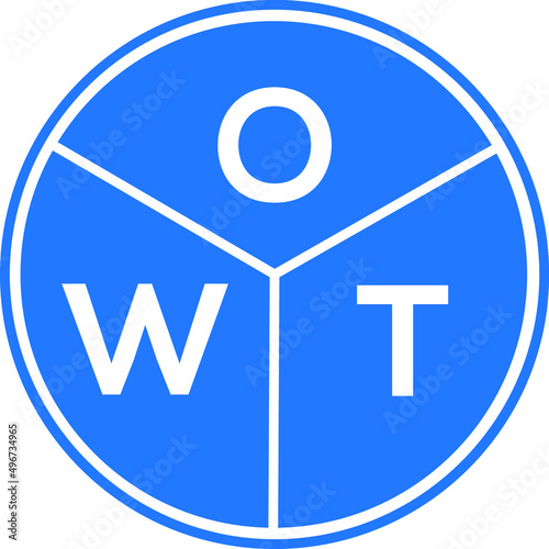 OWT letter logo design on white background. OWT  creative circle letter logo concept. OWT letter design. photo