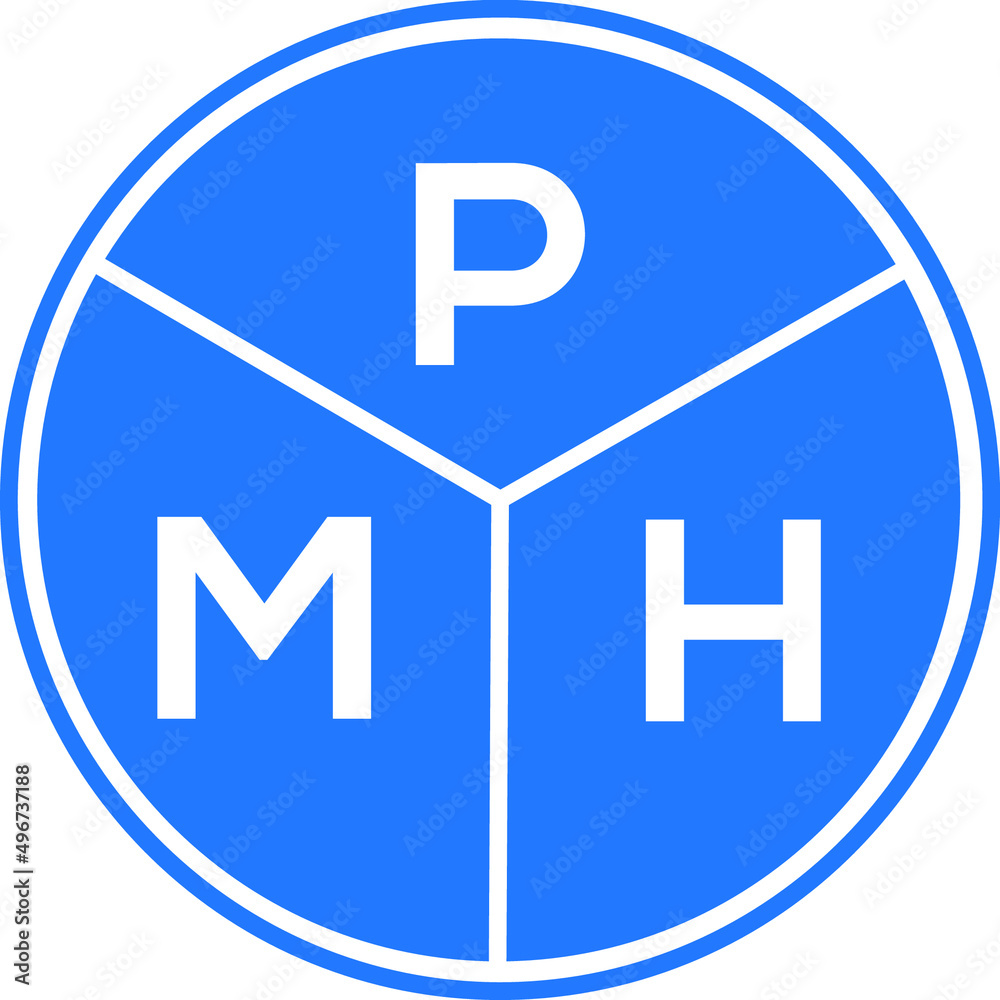 PMH letter logo design on white background. PMH creative circle letter logo concept. PMH letter design. PMH letter logo design on white background. PMH creative circle letter logo concept. PMH letter design.