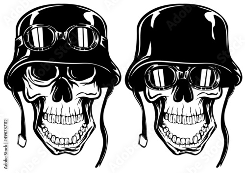 Abstract vector illustration skull in helmet with goggles