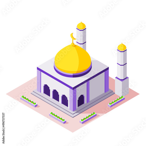Mosque in isometric design. vector illustration