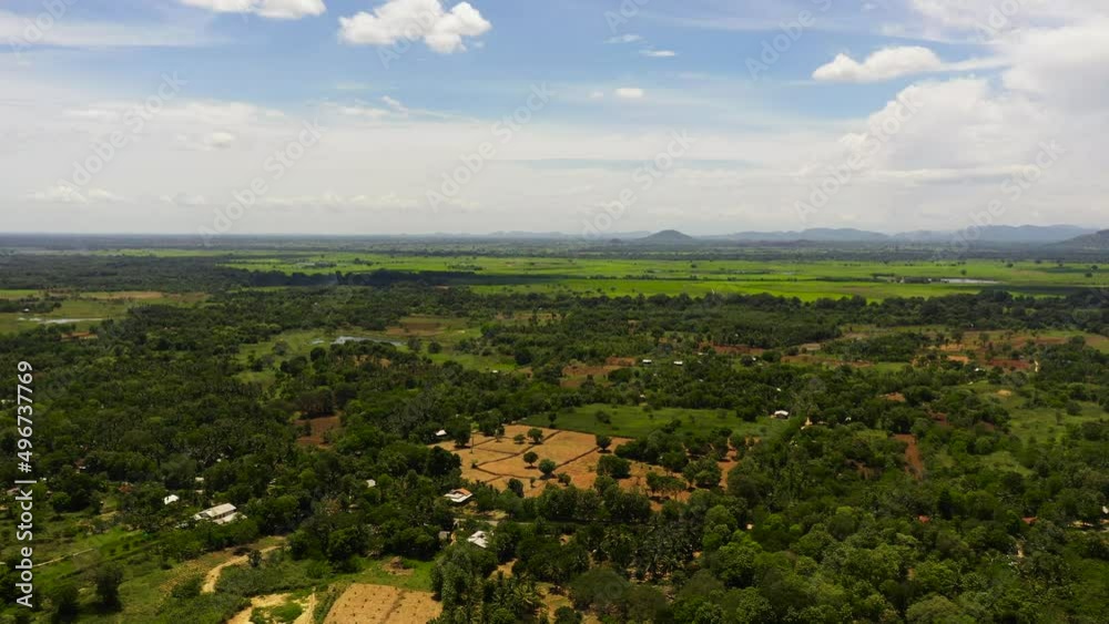 Aerial view of Agricultural landscape with farm lands and plantings in Sri Lanka. Rural landscape. Aerial view of Agricultural landscape with farm lands and plantings in Sri Lanka. Rural landscape.