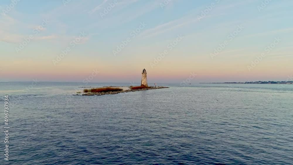 Aerial push in of Cockspur Island Light house in Savannah Georgia. Aerial push in of Cockspur Island Light house in Savannah Georgia.