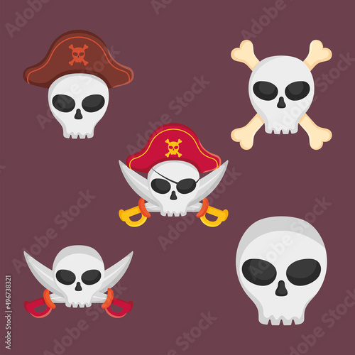 Fototapeta Naklejka Na Ścianę i Meble -  pirate skulls icon set