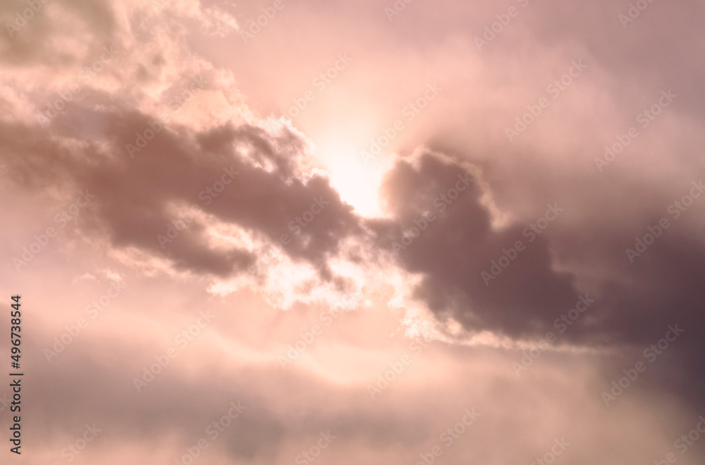 Beautiful romantic clouds with sun in the sky