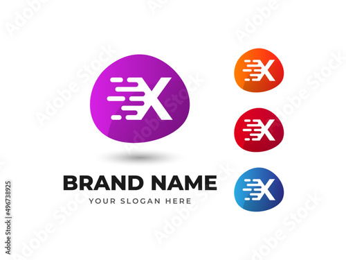 Letter X Fast Speed Technology Abstract Colorful Vector Logo Design