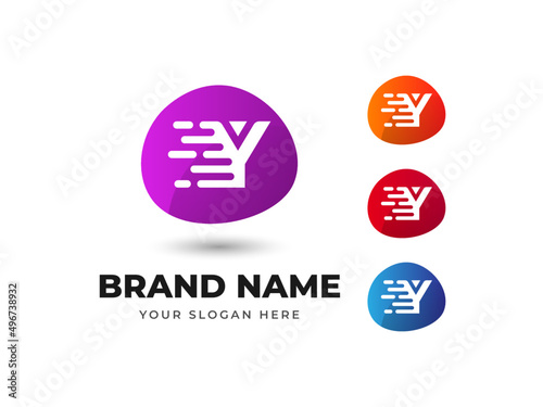 Letter Y Fast Speed Technology Abstract Colorful Vector Logo Design