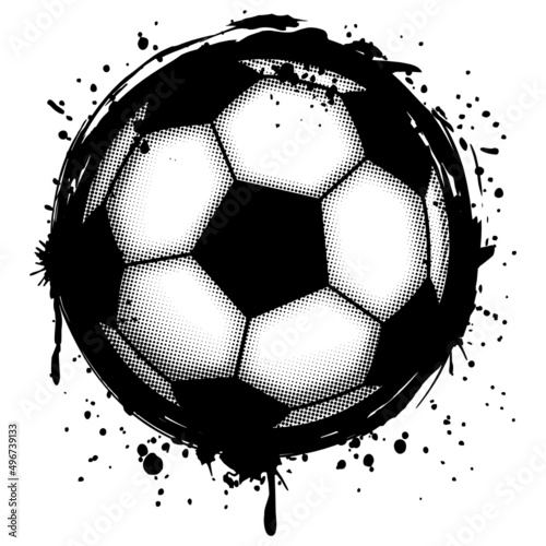 Abstract vector illustration black stamp football ball on grunge background. Design for print on fabric or t-shirt.
