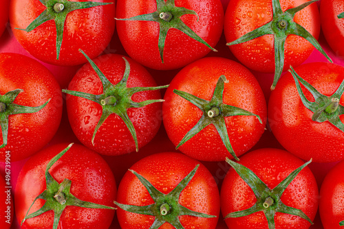 Tomatoes background, top view © Ekaterina