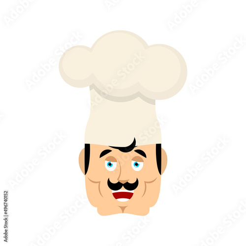 Chef happy emoji. Cook merry emotions avatar. kitchener Vector illustration