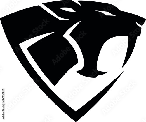Head of Saber Toothed Tiger Roaring Abstract Design