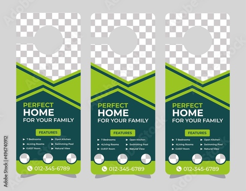 Door hanger design template, hotel knob design. Vector door hanger.	