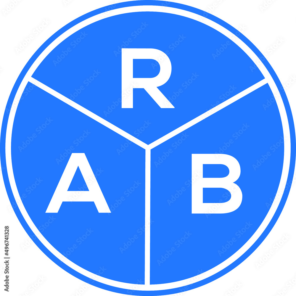 RAB letter logo design on white background. RAB creative circle letter logo concept. RAB letter design. RAB letter logo design on white background. RAB creative circle letter logo concept. RAB letter design.
