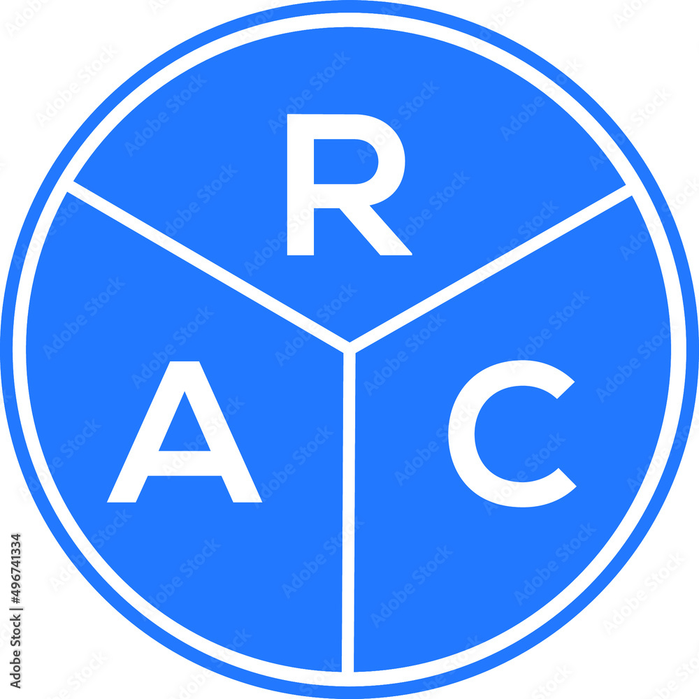 RAC letter logo design on white background. RAC creative circle letter logo concept. RAC letter design. RAC letter logo design on white background. RAC creative circle letter logo concept. RAC letter design.
