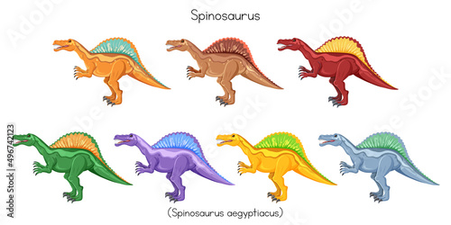 Spinosaurus in different colors