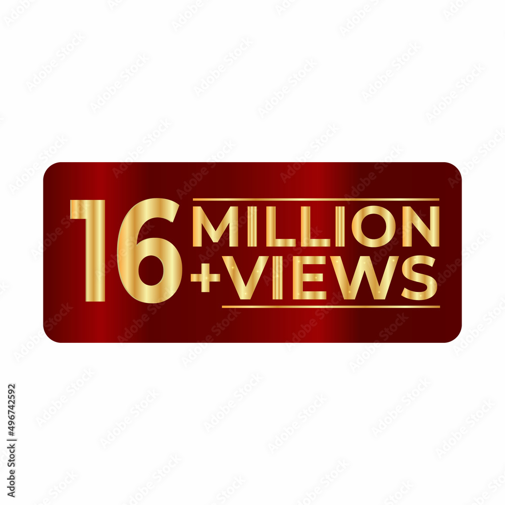 16 Million plus views 3d sign isolated on white background, 3d rendering. illustration for Social Network friends or followers, like 16 Million plus views 3d sign isolated on white background, 3d rendering. illustration for Social Network friends or followers, like