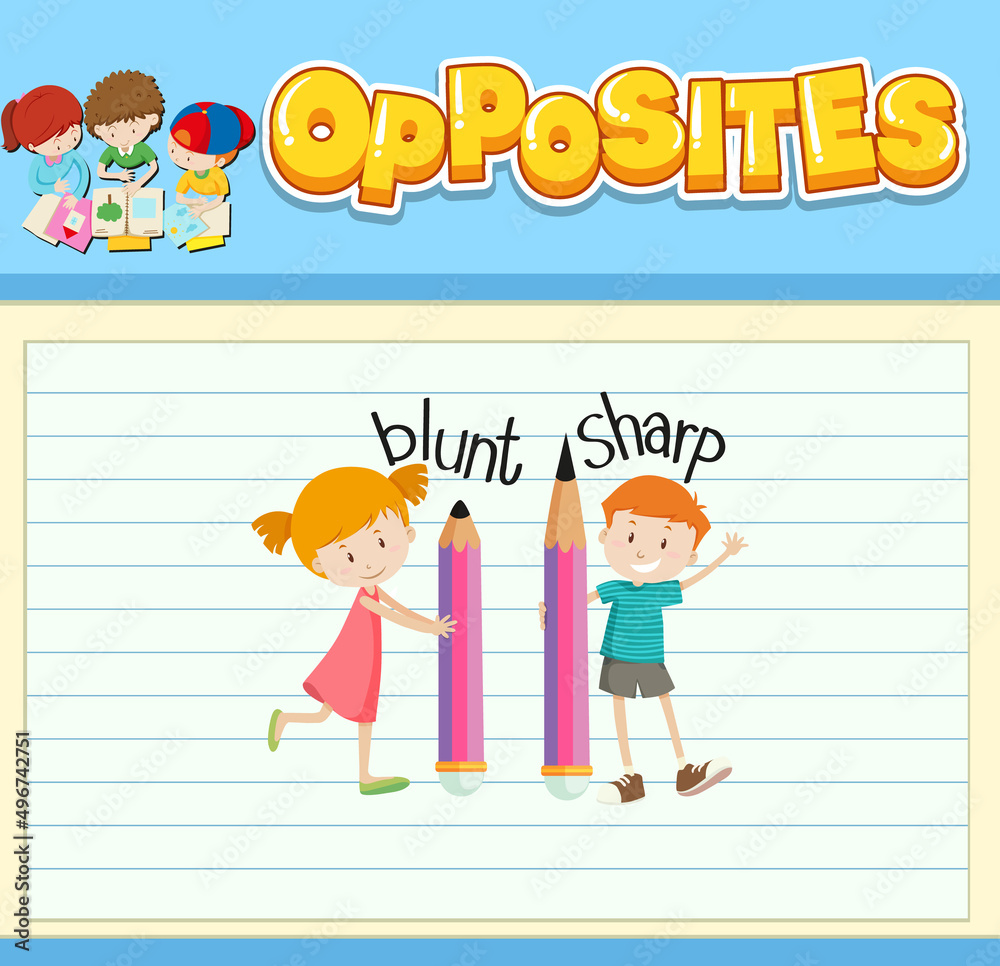 Education word card of English opposites word Education word card of English opposites word