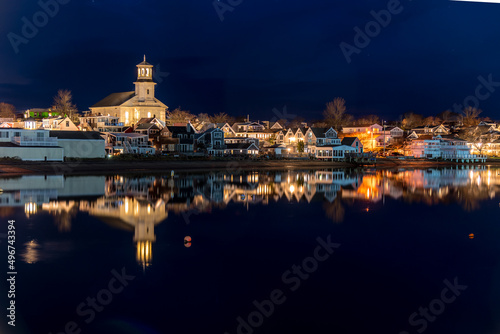 Long exposure night photography of Provincetown in Cape Cod