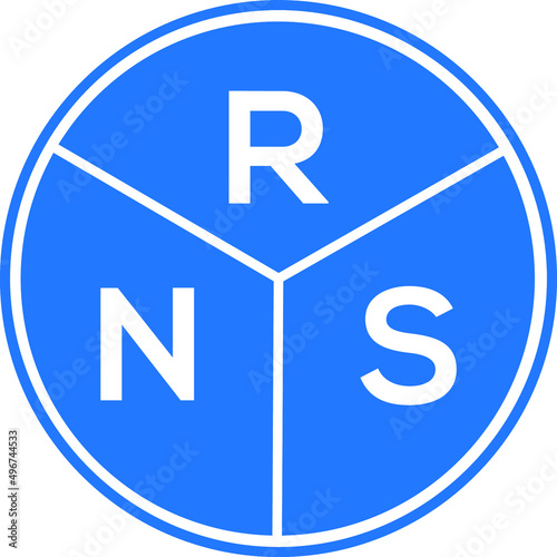 RNS letter logo design on white background. RNS  creative circle letter logo concept. RNS letter design. photo