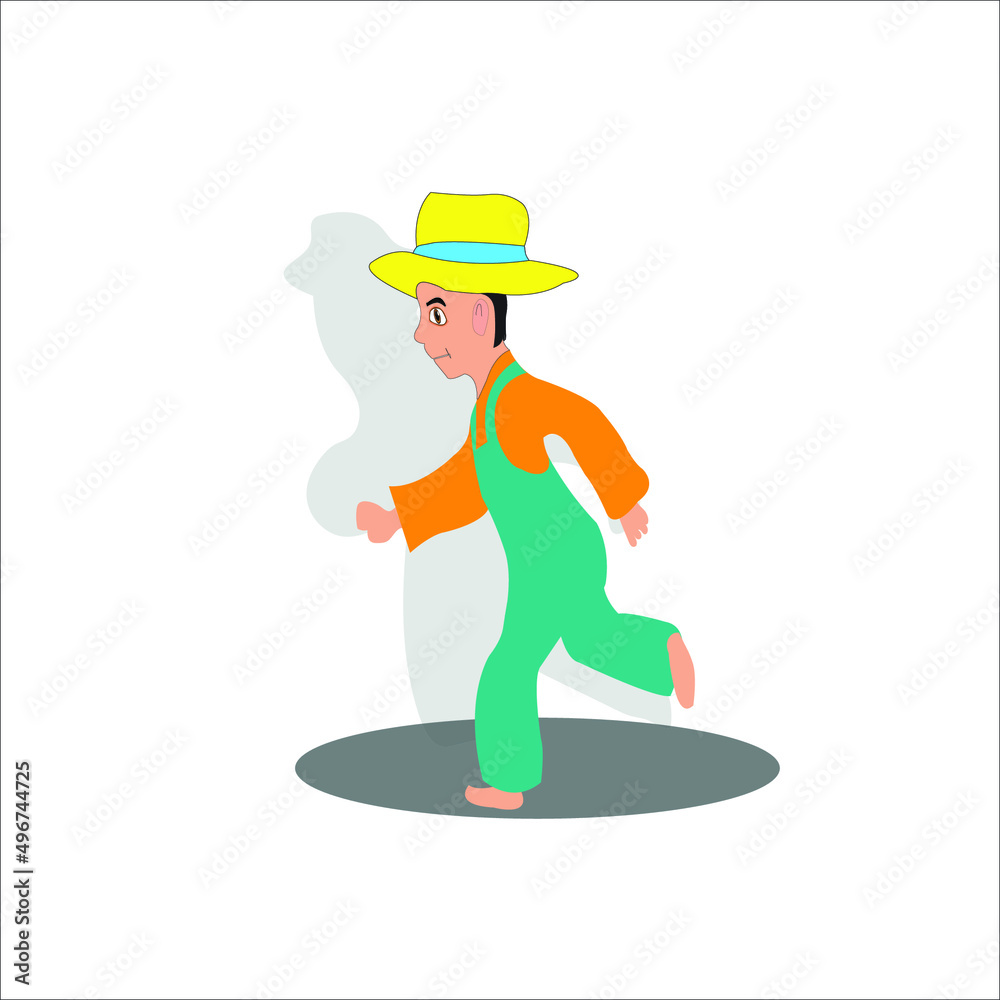 little boy running vector illustration 