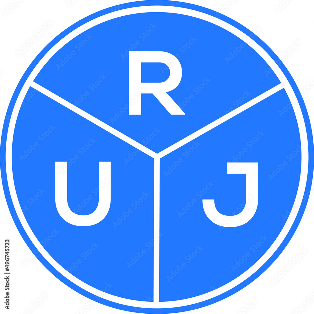 RUJ letter logo design on white background. RUJ creative circle letter logo concept. RUJ letter design. RUJ letter logo design on white background. RUJ creative circle letter logo concept. RUJ letter design.